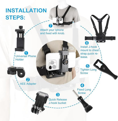 PellKing Mobile Phone Chest Strap Harness Mount Head Strap Holder Kit - Image 6