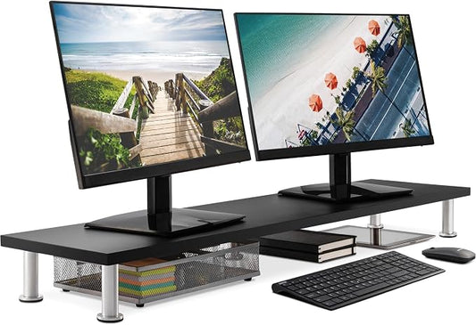 The Original Bamboo Dual Monitor Stand by TheOfficeOasis