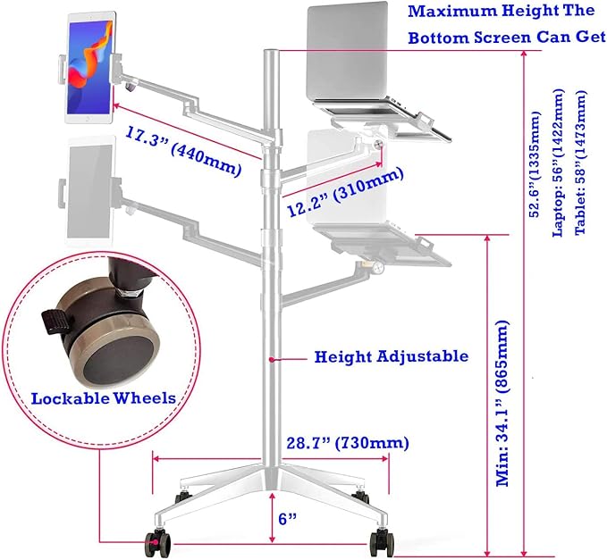 Triple arm Height Adjustable Stand Mount - Image 2