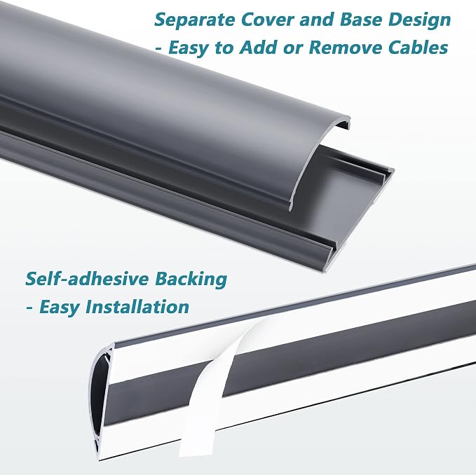 Cord Cover 6.6ft, Large Capacity Gray PVC Cord Hider - Image 5