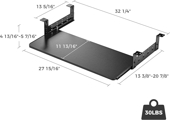 EUREKA ERGONOMIC Adjustable Keyboard Tray Under Desk, 28x11 Inch Large Slide - Image 3