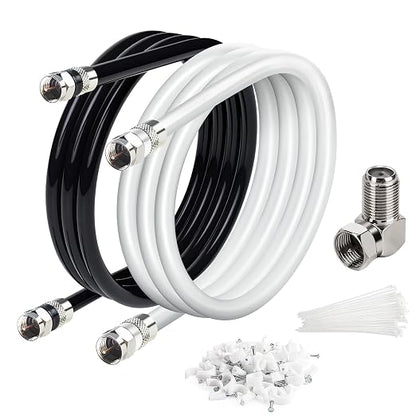 Elecan 3 Ft/2 Pack RG6 Coaxial Coax Cable Connectors Set, Quad Shielded by Elecan