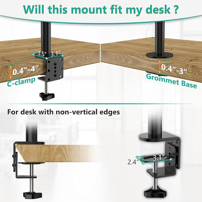 WALI Triple Monitor Mount for 13-27 inch Computer Screens, 3 Monitor Desk Mount - Image 8