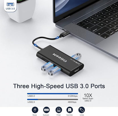 USB C Hub, QGeeM USB 4k to HDMI Adapter, 7 in 1 USB-C Dongle - Image 5