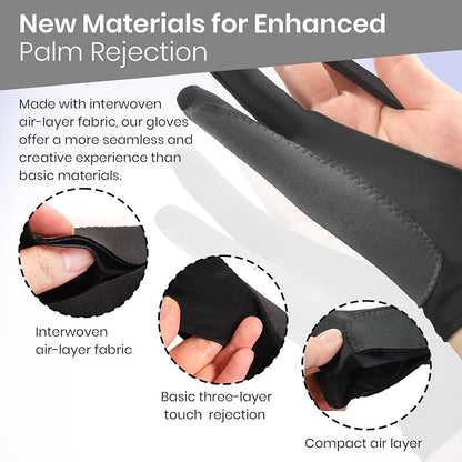 Digital Drawing Glove: 3-Layer Palm Rejection, Two-Finger Artist Glove - Image 3