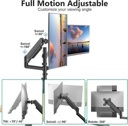 WALI Dual Monitor Mount, 13-32 Inch Adjustable Spring Dual Monitor Arm - Image 2