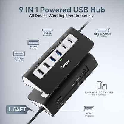 USB C Hub, INTPW 9-in-1 USB Multiport Adapter - Image 2