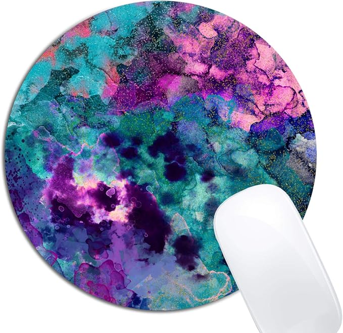 Inky Watercolor Painting Mouse Pad Round Non-Slip Rubber Mousepad Laptop Office by XDMY