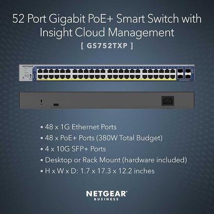 NETGEAR 52-Port PoE Gigabit Ethernet Smart Switch- Managed, - Image 2