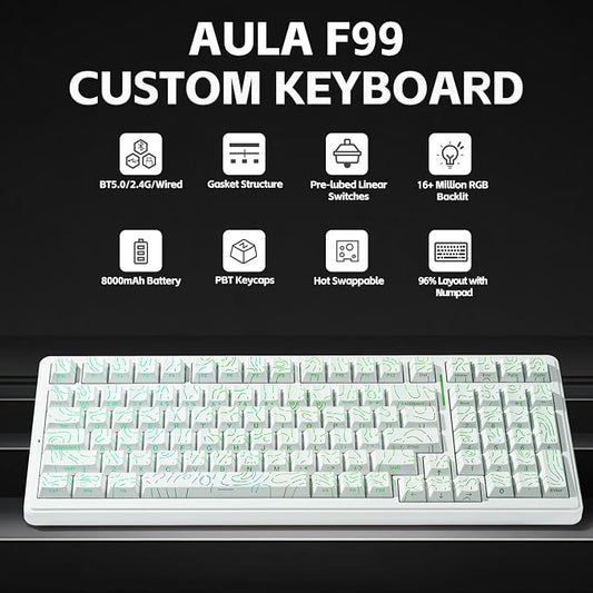 x AULA F99 Keyboard Gaming, Wireless Mechanical Keyboards, Hot Swappable Custom - Image 2
