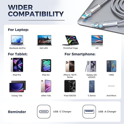 USB C to USB C Cable 6.6ft, 240W 2-Pack Braided 180°Rotating Type C Charging - Image 8