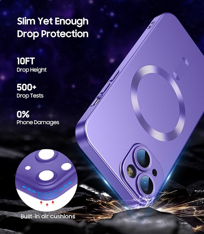 Magnetic for iPhone 14 Case Slim Soft Silicone Bumper Shockproof Metallic - Image 4
