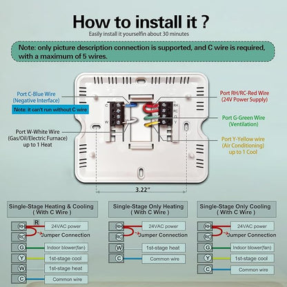 WiFi Thermostats for Home Smart Thermostat Single-Stage 1Heat/ 1Cool, APP - Image 5