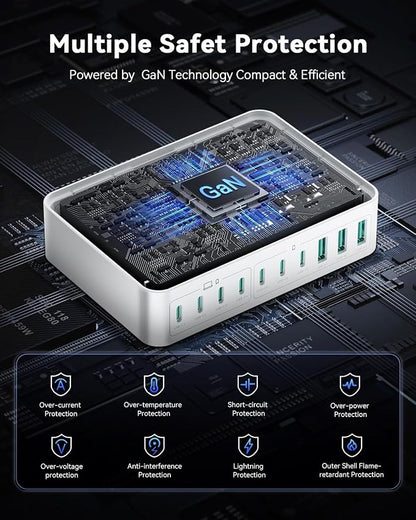 480W USB C Charger Block, Rocoren 10-Ports USB C Charging Station - Image 5