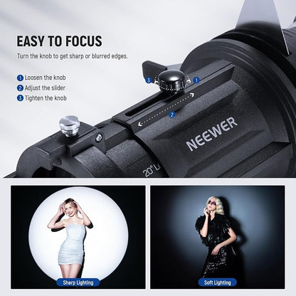NEEWER Spotlight Snoot Only for NEEWER MS60B, MS150C LED Video Light, Conical - Image 5