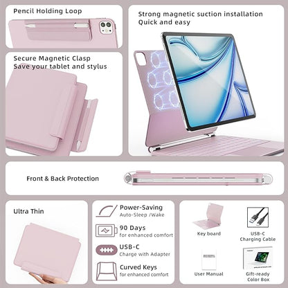 for iPad Air 13 inch Case with Keyboard, iPad Pro 12.9 Magic Keyboard, Springy - Image 3