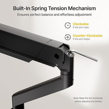 monTEK Tall Single Monitor Arm for 17 to 45 Inch Curved Screen Adjustable - Image 6