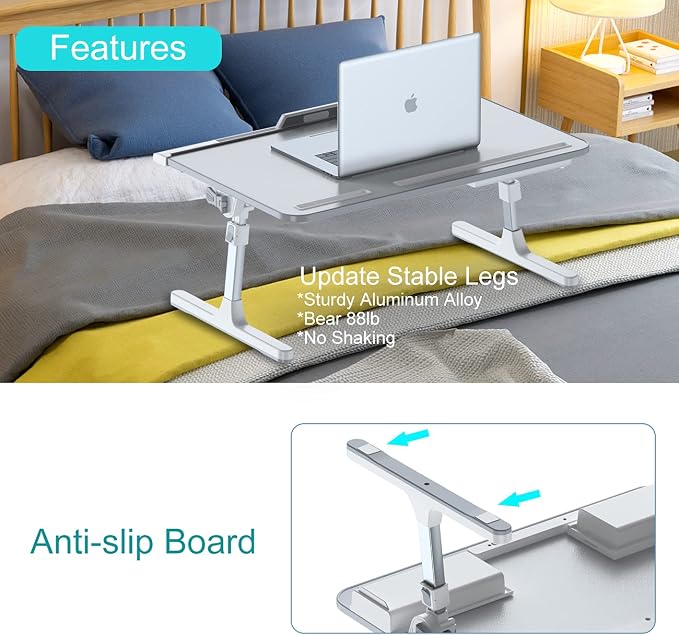 Laptop Bed Desk with Adjustable Heights and Angles, Upgraded-Sturdy Foldable - Image 7