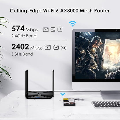 WiFi 6 AX3000 Dual Band Mesh Router, Wireless Gigabit Router - Image 2