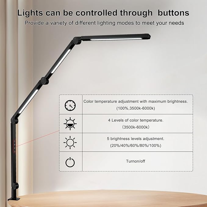 LED Desk Lamp with Clamp & Flexible Arm - Image 4