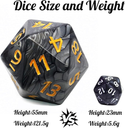 20 Sided DND Dice, D20 Giant Polyhedral Dice, 55mm Titan Large Pearl Color D20 - Image 2