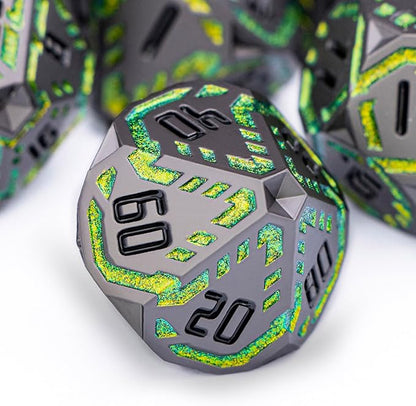 Metal DND Sci-fi Dice Set 7PCS Stripe Polyhedral Dice - Image 4