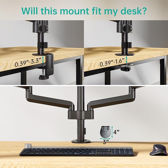 WALI Triple Monitor Mount for 13-27 inch Screens, Adjustable 3 Monitors Desk - Image 8