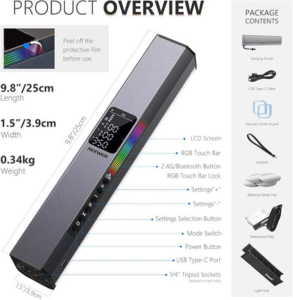 NEEWER RGB LED Video Light Stick, Touch Bar & APP Control, Magnetic Handheld - Image 8