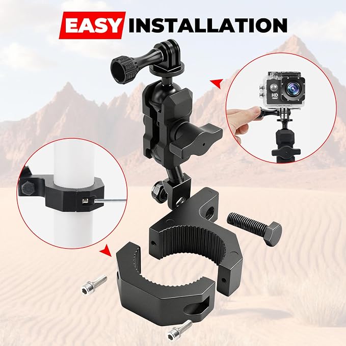 Jerbor Aluminum UTV ATV Camera Mount Holder 360° Compatible - Image 5