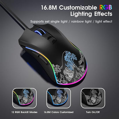 HITIME XVX Wired Gaming Mouse, 12000 DPI RGB Mouse - Image 5