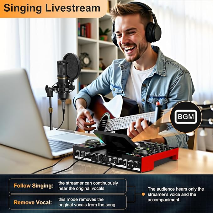 Podcast Microphone Bundle with Live Sound Card Audio Mixer, Podcast Equipment - Image 9