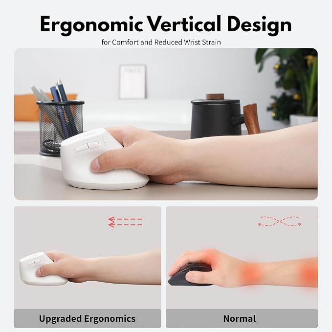 Vertical Mouse Wireless, 2.4G Rechargeable Mouse - Image 3