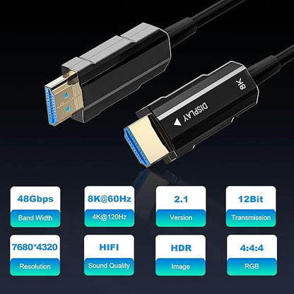 8K HDMI 2.1 Cable 133ft, Long Fiber Optic HDMI Cable, Ultra High Speed Thin - Image 2
