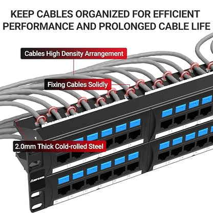 AMPCOM CAT6 48 Ports Patch Panel, Rack Mount - Image 4