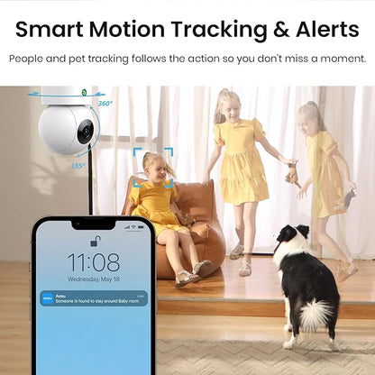 aosu 2K Security Camera Indoor, Baby Monitor Pet Camera 360-Degree - Image 4