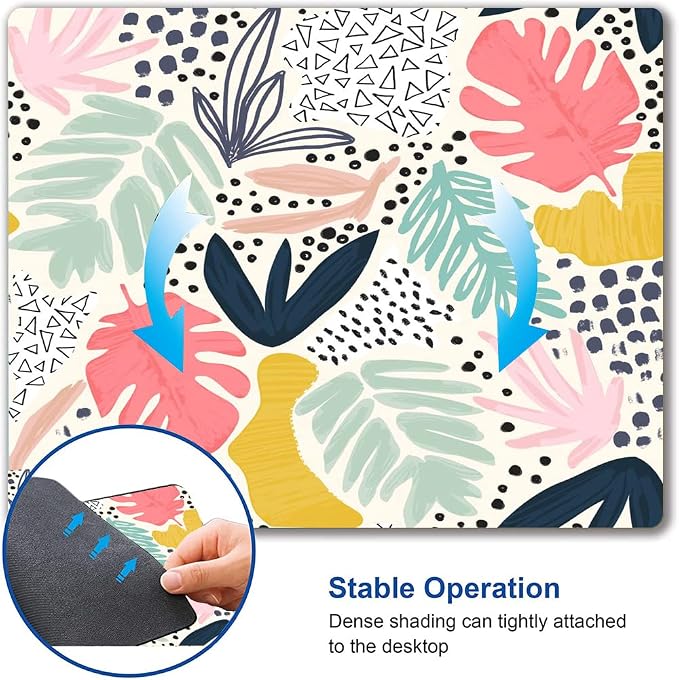 Mouse Pad, Abstract Leaves Mouse Pad, Square Mouse Mat Waterproof Non-Slip - Image 3