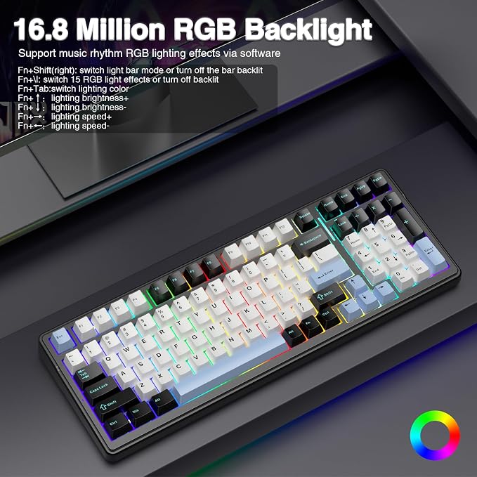 AULA F99 Wireless Mechanical Keyboard, Tri-Mode BT5.0/2.4GHz/USB-C Hot - Image 6