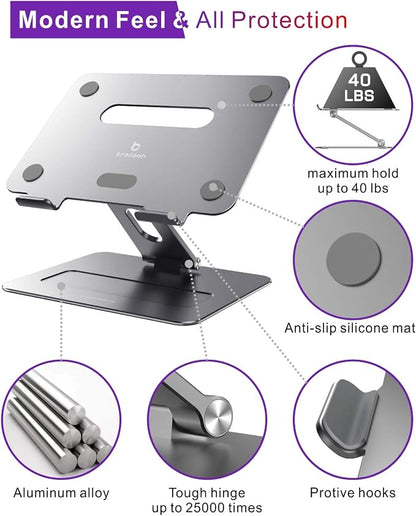Adjustable MacBook Stand for Desk | Ergonomic Aluminum Laptop Riser - Image 3