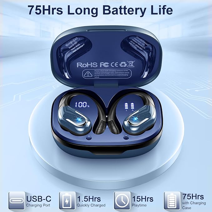 Wireless Earbud, 75Hrs Running Wireless Earphones - Image 3