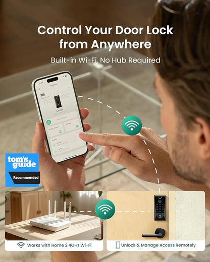 DESLOC Smart Lock D110 Plus, WiFi Fingerprint Smart Front Door Lock - Image 2