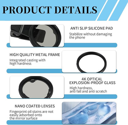 52mm CPL Filter for Phone Camera Clip Kit, Universal Phone Polarizing Filter - Image 4
