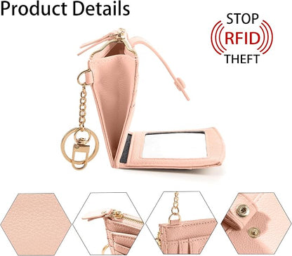 Keychain Wallet Wristlet Small Credit Card Holder Bracelet Key Chain Purse - Image 4