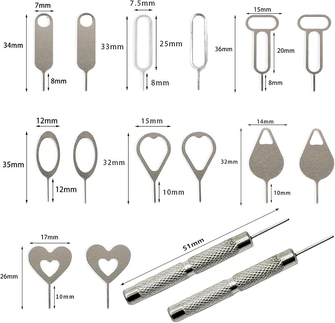 SIM Card Tool Kit with Eject Pins 16 Pcs Tray Openers Needle Ejector - Image 3