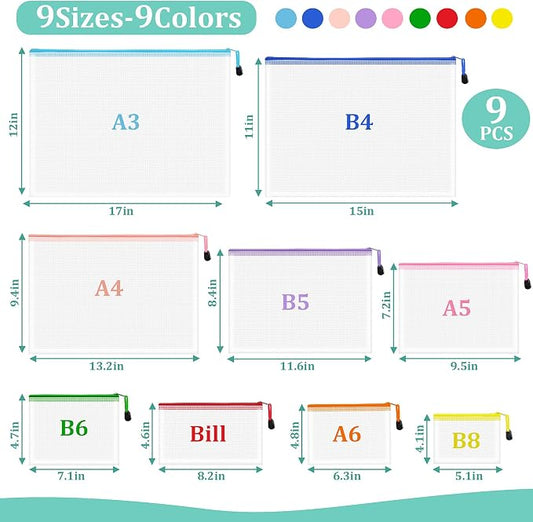 9pcs Mesh Zipper Pouch Bags, 9 Sizes Zipper Pouch, Mesh Bags - Image 2