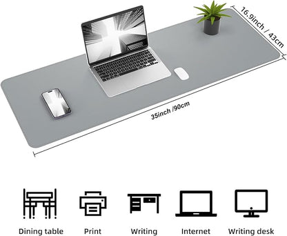 Desk Mat, 35.4" x 17" Leather Desk mat, Double-Sided Desk Pad, Desk matt - Image 2