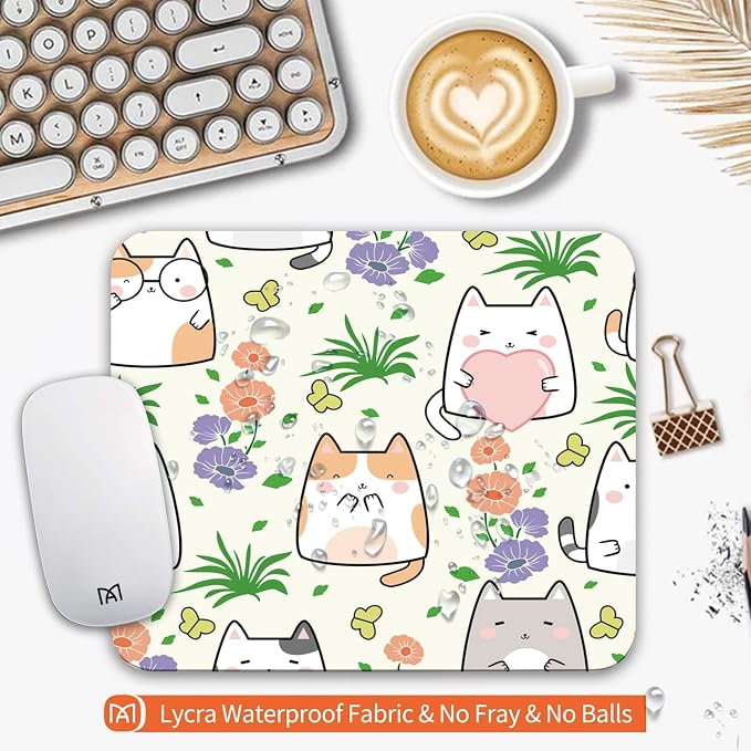 Square Mouse Pad Cute Cat, Personalized Premium-Textured Custom Mouse Mat Design - Image 3