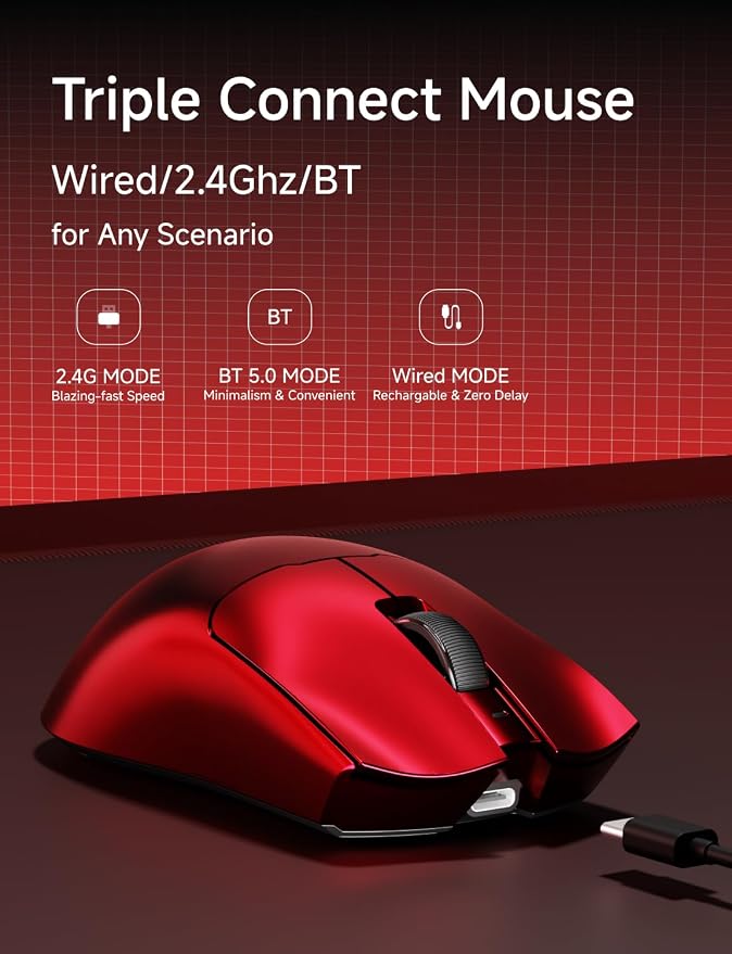 S9 Pro Wireless Gaming Mouse, 59G Ergonomic Computer Mouse, Triple Modes - Image 3