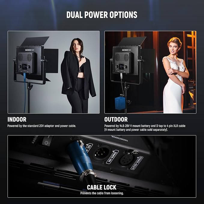NEEWER Bi Color LED Panel Video Light APP/2.4G/DMX Control, 60W 26600Lux/0.5m - Image 8