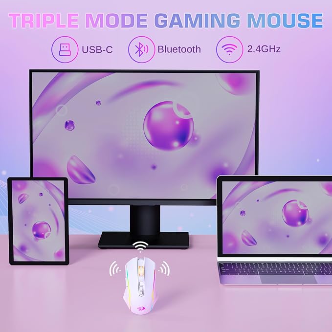 Redragon Wireless Gaming Mouse, Tri-Mode 2.4G/USB-C/Bluetooth Mouse Gaming - Image 5
