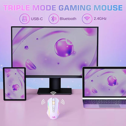 Redragon Wireless Gaming Mouse, Tri-Mode 2.4G/USB-C/Bluetooth Mouse Gaming - Image 5